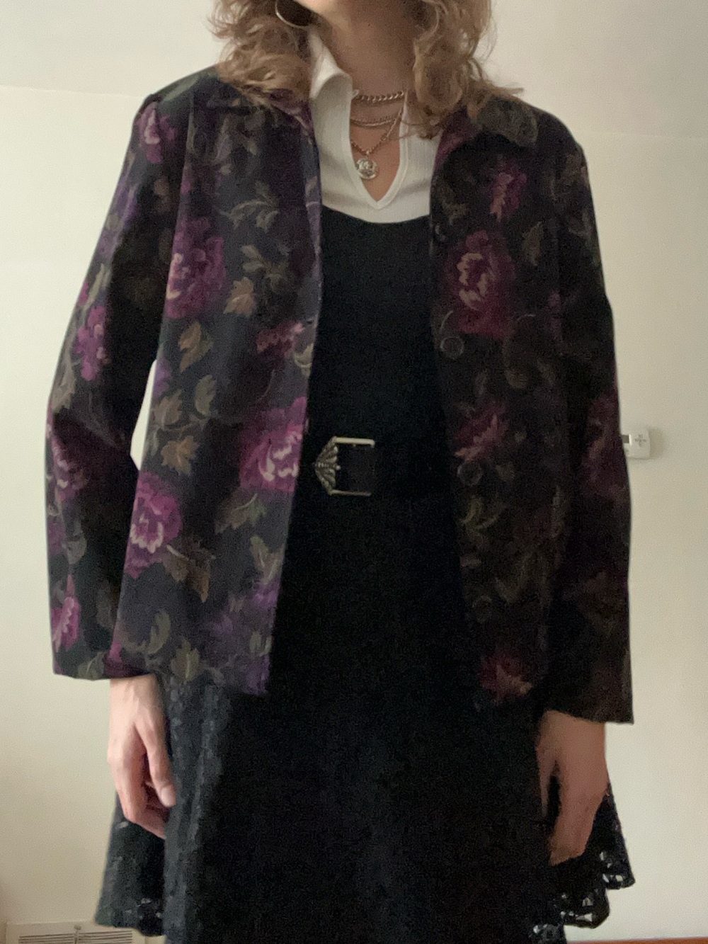 Briggs New York Black Jacket with Purple Floral Jacquard